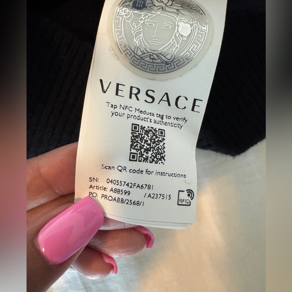 Versace Women's Black Cardigan V-Neck  with 5 Gold Medusa  Buttons . - Picture 8 of 12